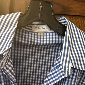 Calvin Klein womens dress Blue Checker & Stripe Dress